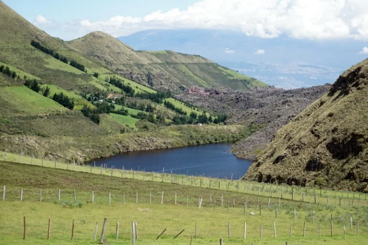 La Mica Lagoon surrounded by páramo in Antisana National Park